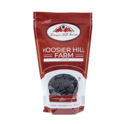 A bag of Hoosier Hill Farm Chocolate Melting Wafers