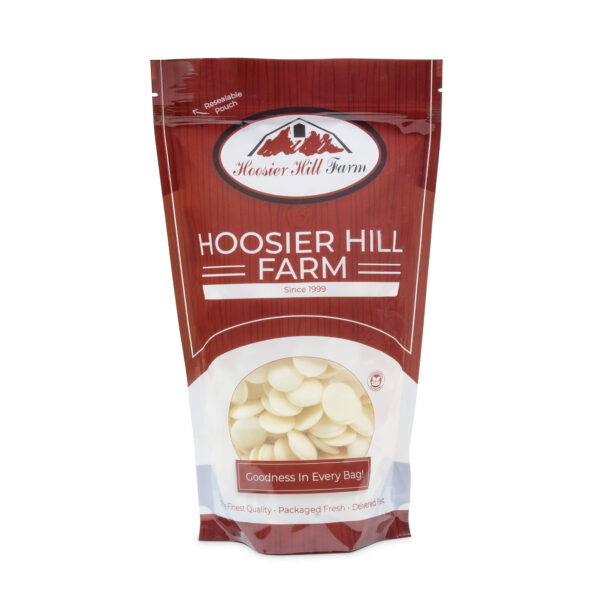 a bag of Hoosier Hill Farm White Melting Wafers